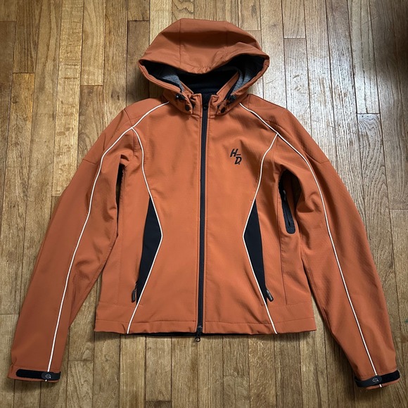 Harley-Davidson Jackets & Blazers - Harley-Davidson Women's Soft Shell Jacket Orange Motorcycle Biker Hooded M